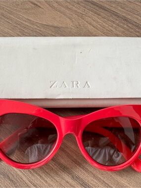 ZARA Bright Red Cat-Eye Sunglasses